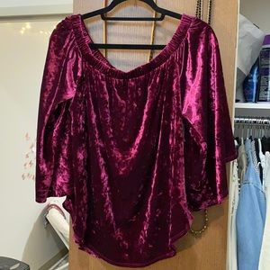 Velvet Wine Off the Shoulder Top